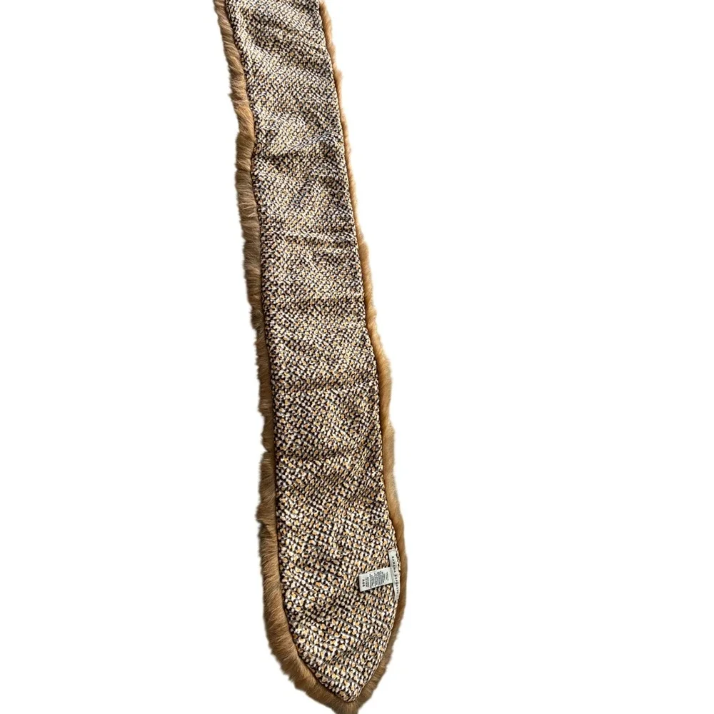 Banana Republic Faux Fur Stole Cognac Brown Animal Print Silk Lining Scarf